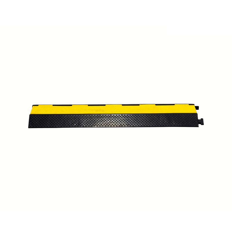 Rubber Base Engineering-Grade Yellow Cover 2-Channel Heavy-Duty Cable Protector