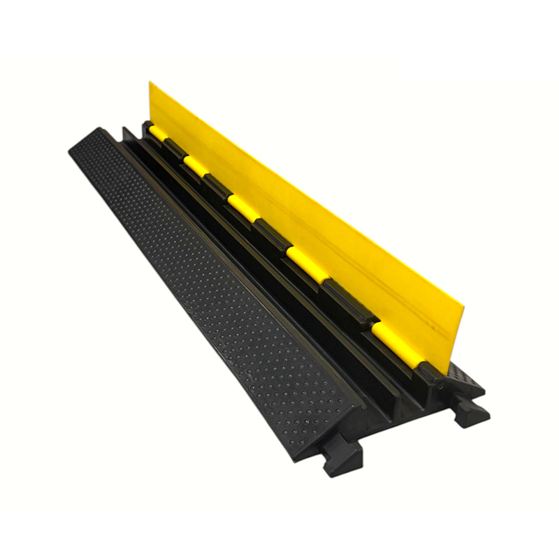 Rubber Base Engineering-Grade Yellow Cover 2-Channel Heavy-Duty Cable Protector Rubber Base Engineering-Grade Yellow Cover 2-Channel Heavy-Duty Cable Protector