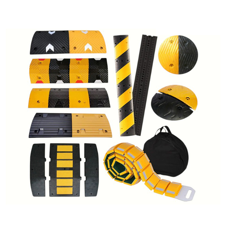Multi-Size Industrial-Grade Reinforced High-Load-Bearing Anti-Slip Rubber Speed Bumps