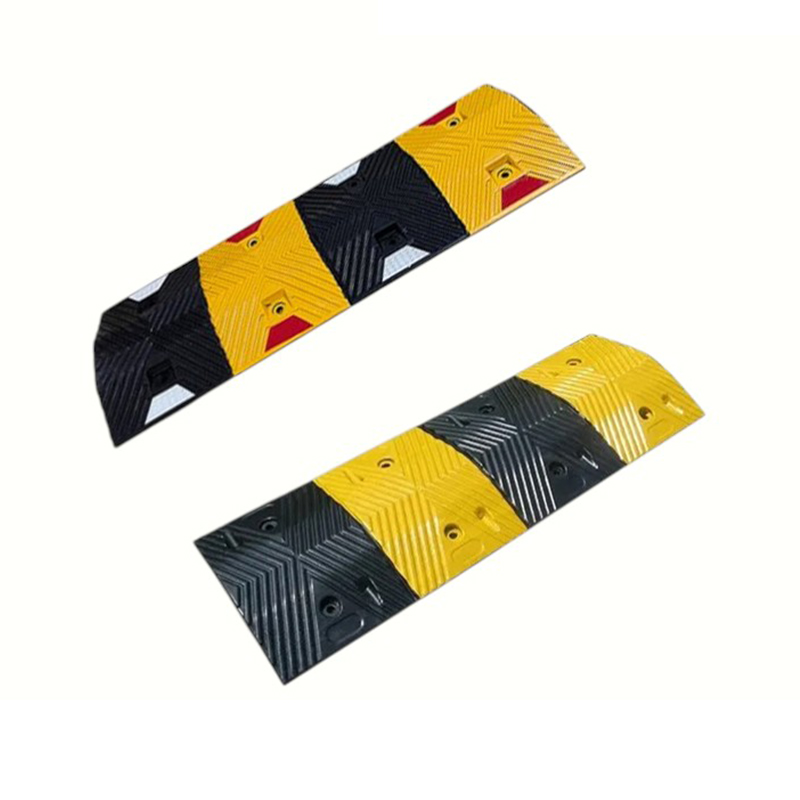 1-Meter Heavy-Duty Compression Reflective Rubber Speed Bump