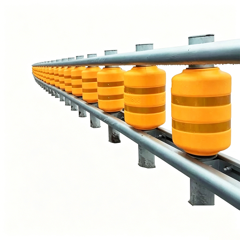 Energy-Absorbing Highway Roller Barrier for Sharp Curves