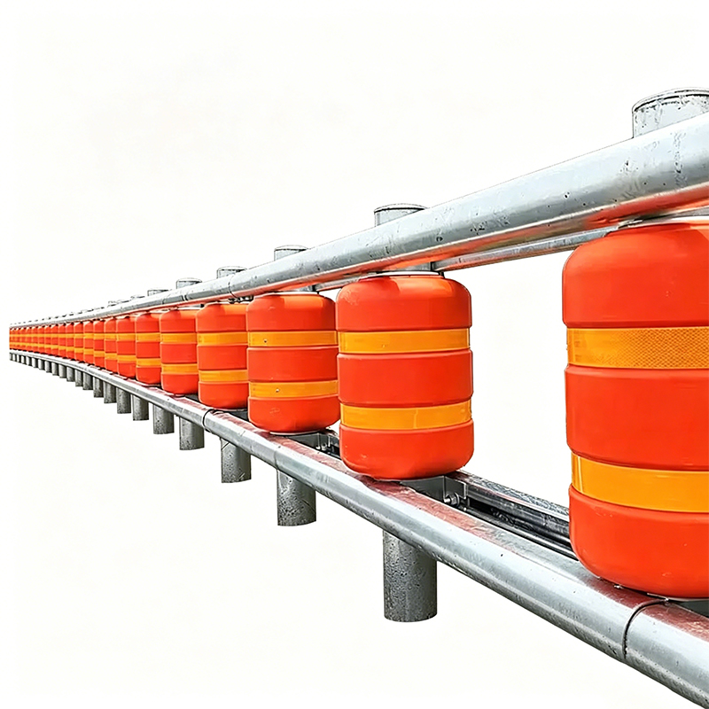 Energy-Absorbing Highway Roller Barrier for Sharp Curves