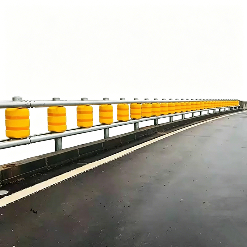 Energy-Absorbing Highway Roller Barrier for Sharp Curves