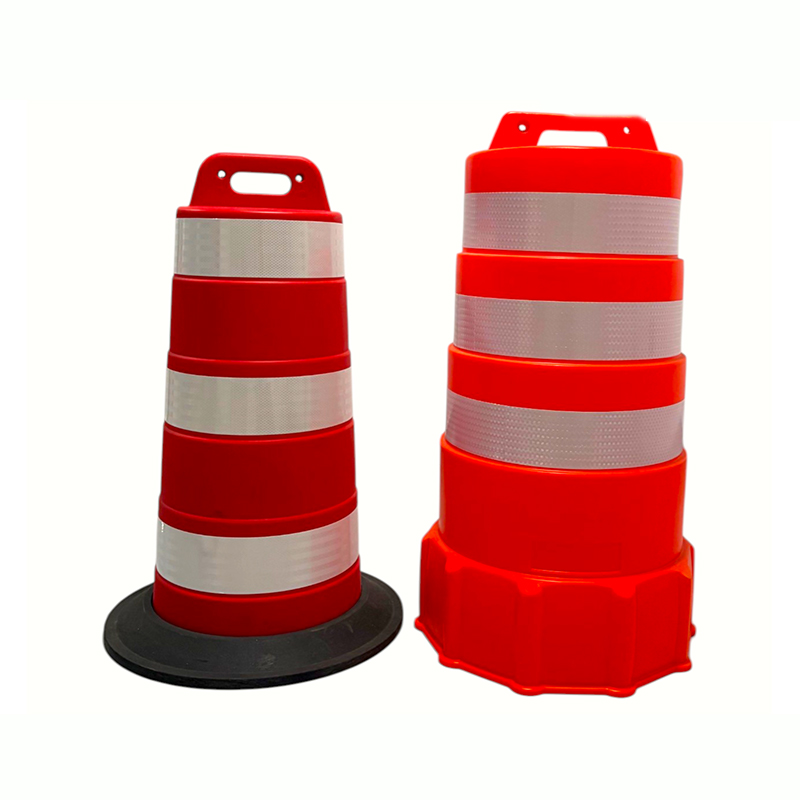Heavy-Duty Plastic warning barrel with Weighted Rubber Base Heavy-Duty Plastic warning barrel with Weighted Rubber Base