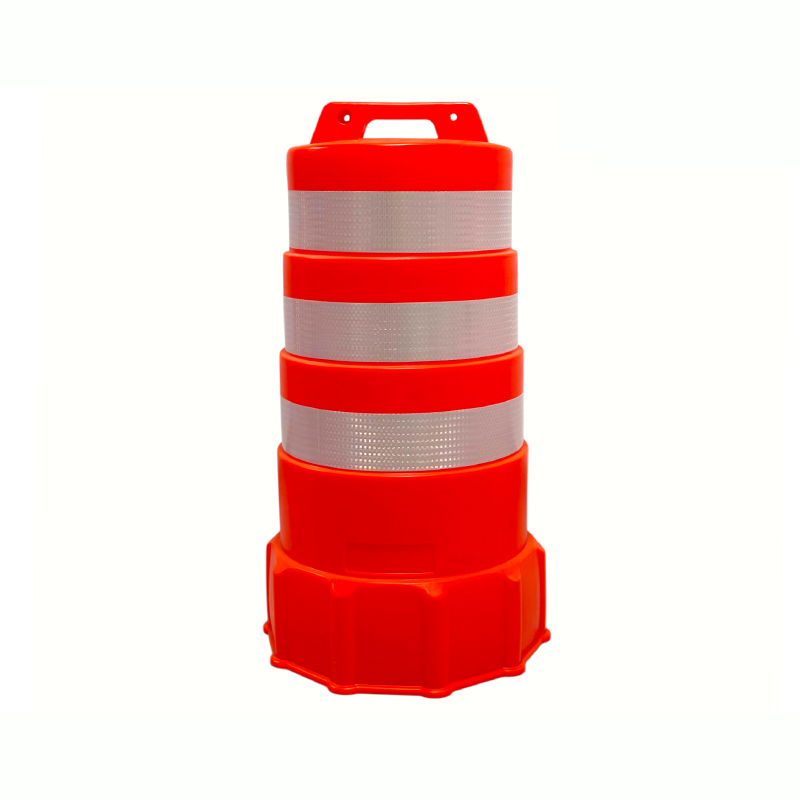 Heavy-Duty Plastic warning barrel with Weighted Rubber Base Heavy-Duty Plastic warning barrel with Weighted Rubber Base