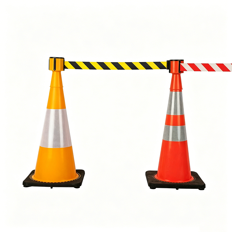 Cone-Top Retractable Belt Barrier with 4-Way Connection